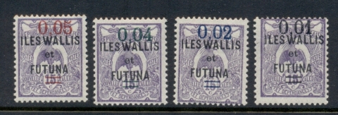 Wallis & Futuna 1921 Opts. On New Caledonia Kagu Surch