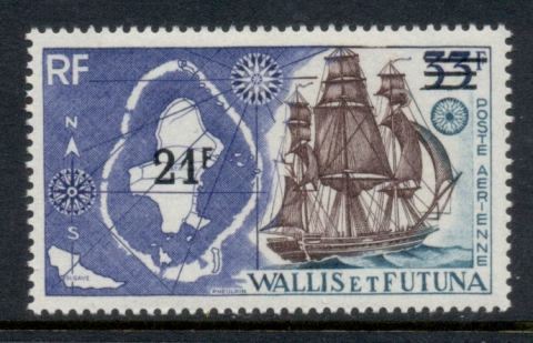 Wallis-Futuna-1971 Ship Surch. 21f on 33f