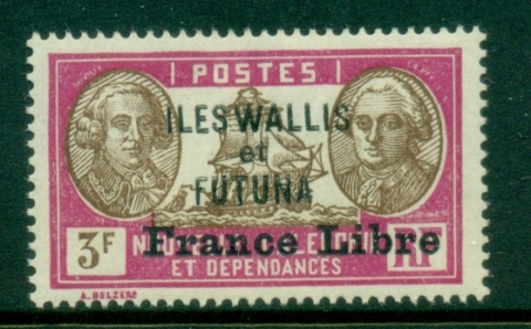 Wallis-Futuna-1941-43 Pictorials Opt France Libre 3f