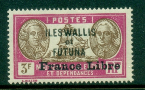 Wallis & Futuna 1941-43 Pictorials Opt France Libre 3f