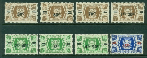 Wallis-Futuna-1946 Tiki Surcharges