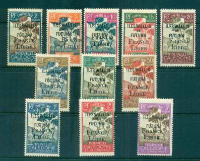 Wallis-Futuna-1943 Postage Dues Opt France Libre Asst to 3f