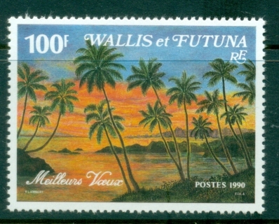 Wallis-Futuna-1990-Best-Wishes-Sunset-View-MUH