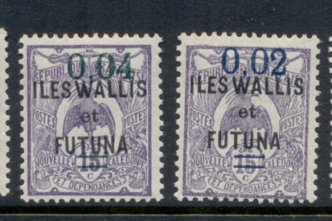 Wallis-Futuna-1921 Opts. On New Caledonia Kagu Surch