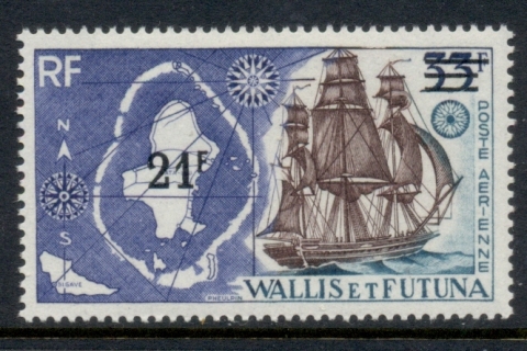 Wallis-Futuna-1971 Ship Surch. 21f on 33f
