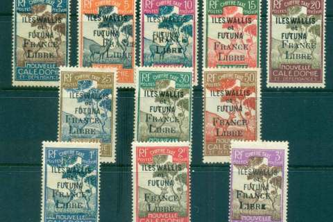 Wallis-Futuna-1943 Postage Dues Opt France Libre Asst to 3f