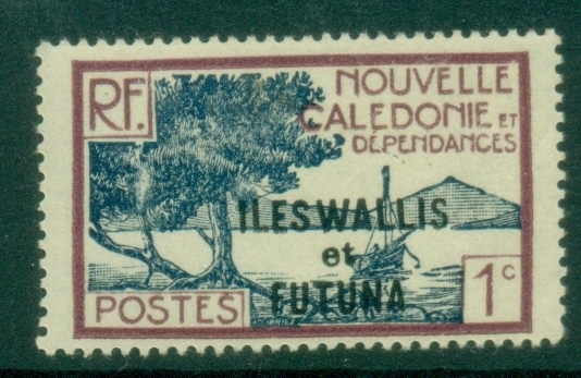 Wallis-Futuna-1930-1938-New-Caledonia-Postage-Stamps-of-1928-Overprinted-ILES-WALLIS-et-FUTUNA-1c-MLH_2