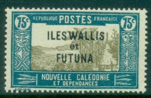 Wallis-Futuna-1930-1938-New-Caledonia-Postage-Stamps-of-1928-Overprinted-ILES-WALLIS-et-FUTUNA-75c-MLH