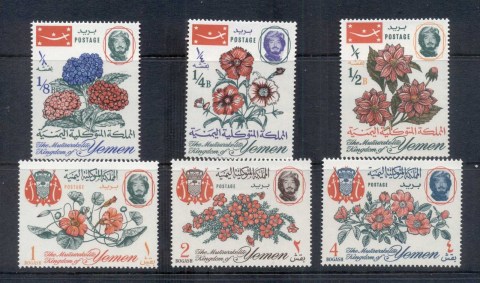 Yemen-Kingdom-1965-Mi182-187-Flowers-MUH