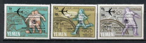 Yemen-Kingdom-1966-Mi237-239-Summer-Olympics-Mexico-Opt-MLH