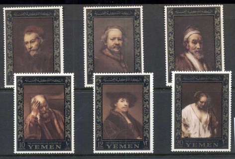 Yemen-Kingdom-1967-Mi278-283-Rembrandt-Paintings