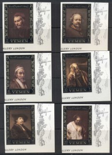 Yemen-Kingdom-1967-Mi284-289B-Rembrandt-Paintings