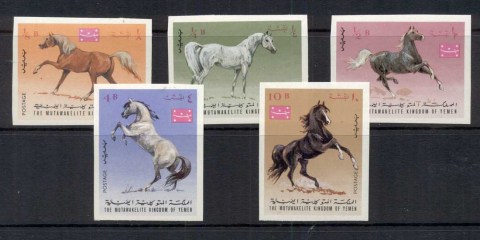 Yemen-Kingdom-1968-Mi429-433B-Arab-Horses-IMPERF-MUH