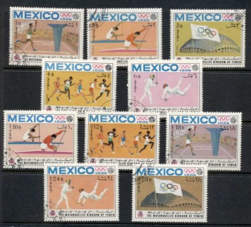 Yemen-Kingdom-1968-Mi493-502-Summer-Olympics-Mexico-City-CTO