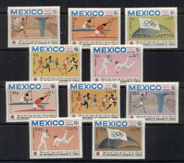 Yemen-Kingdom-1968-Mi493-502-Summer-Olympics-Mexico-City-MUH