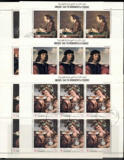 Yemen-Kingdom-1968-Mi503-508-UNESCO-Campaign-to-save-Florentine-Works-of-Art-6x-sheets-CTO