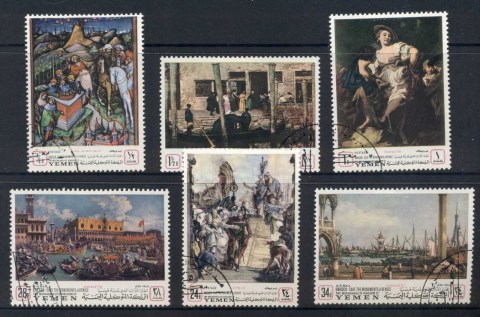 Yemen-Kingdom-1968-Mi510-515-UNESCO-Campaign-to-Save-Venetian-Works-of-Art-CTO