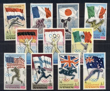 Yemen-Kingdom-1968-Mi517-527-Olympics-National-Flags-venues-MUH