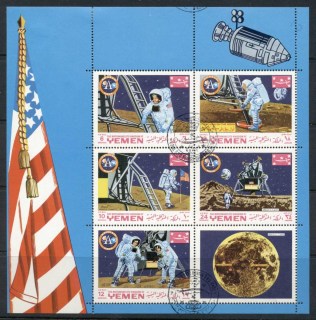 Yemen-Kingdom-1969-Mi786-790-First-Manned-Moon-Landing-Apollo-11-sheetlet-CTO