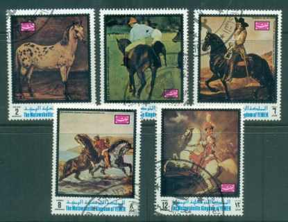 Yemen-Kingdom-1970-Horse-Paintings-CTO