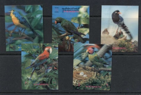 Yemen-Kingdom-1970-Mi1047-1051-Birds-plastic-coated-3D5-6-MLH