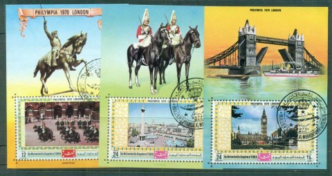 Yemen-Kingdom-1970-Philympia-London-Views-3x-MS-CTO