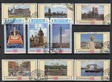 Yemen-Kingdon-1970-Mi1026-1035-Phylimpia-Stamp-Ex-London-Views-CTO