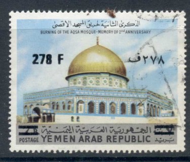 Yemen-YAR-1975-Al-Aqsa-Mosque-Surch-278f-on-7b-FU