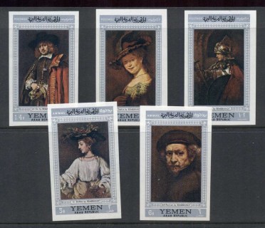 Yemen-1968-MiB756-B760-Paintings-by-Rembrandt-IMPERF-MUH