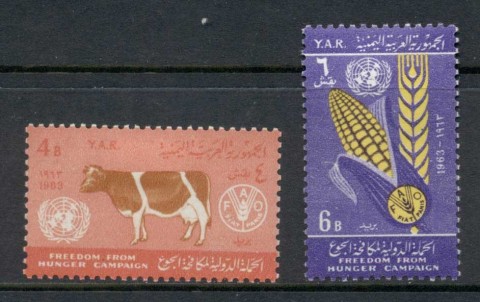 Yemen-YAR-1963-Mi283-284-FFH-Freedom-From-Hunger-MLH