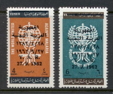 Yemen-YAR-1963-Mi330-331-Malaria-Opt-YAR-27-9-1962-MUH