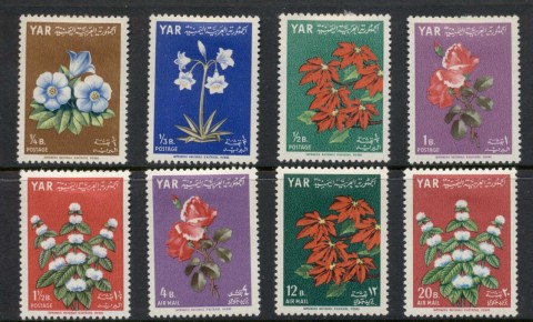 Yemen-YAR-1964-Mi390-395-Flowers-MLH