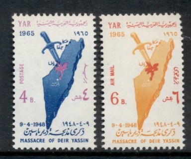 Yemen-YAR-1965-Mi421-422-Deir-Yassin-Massacre-MUH