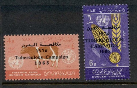 Yemen-YAR-1966-Mi449-450-Tuberculosis-Opt-Tuberculous-Campaign-MUH