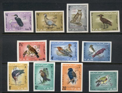 Yemen-YAR-1966-Mi459B-469B-Birds-Opt-Prevention-of-Cruelty-to-Animals-IMPERF-MUH