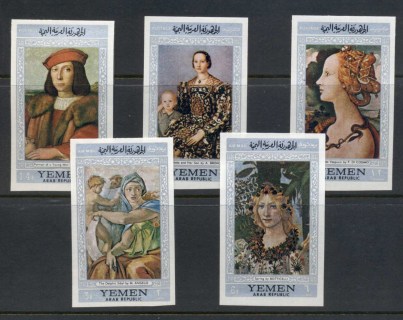 Yemen-YAR-1967-Mi597-601-Paintings-by-Florentine-Masters-IMPERF-MUH