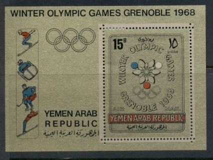 Yemen-YAR-1967-MiMS60A-Winter-Olympics-Grenoble-gold-paper-MS-MUH