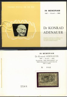 Yemen-YAR-1968-Mi741-Konrad-Adenauer-Opt-Refugee-Relief-gold-foil-embossed-in-presentation-folder