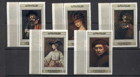 Yemen-YAR-1968-MiB751-B755-Paintings-by-Rembrandt-MUH