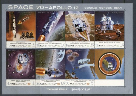 Yemen-YAR-1970-Mi1129-1135-Apollo-12-Second-Manned-Moon-Landing-sheetlet-MUH