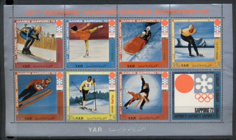 Yemen-YAR-1971-Mi1440-1446-Winter-Olympics-Sapporo-Modern-Winter-Sports-sheetlet-MLH