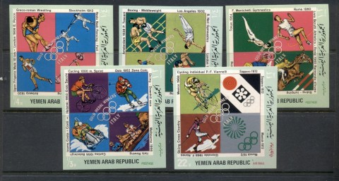 Yemen-YAR-1971-Mi1486-1490-Olympic-Gold-Medallists-Italy-IMPERF-MLH