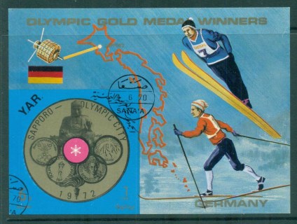 Yemen-YAR-1970-Sapporo-Winter-Olympics-Gold-Medal-Winners-IMPERF-MS-CTO