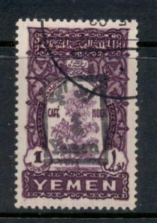 Yemen-1948-Mi97-II-Definitives-13mm-handstamp-Opt-1b-CTO