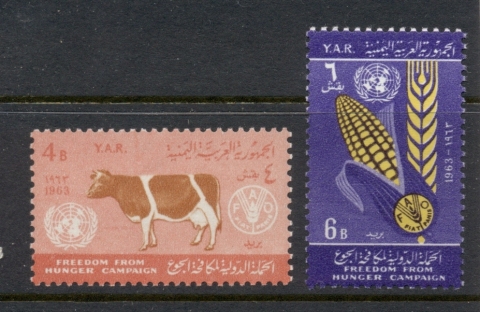 Yemen-1963-Mi283-284-FFH-Freedom-From-Hunger-Muh