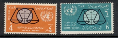 Yemen-1963-Mi321-322-Declaration-of-Human-Rights-15th-Anniversary-MLH