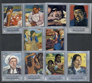 Yemen-1968-Mi630-639-Paintings-by-Paul-Gaugin-MLH