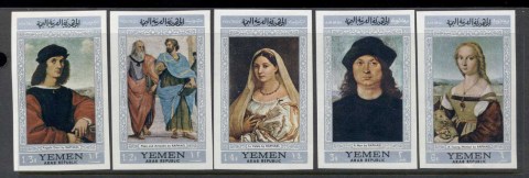 Yemen-1968-MiA756-A760-Paintings-by-Raphael-IMPERF-MUH