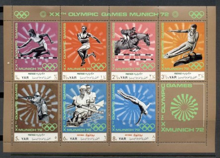 Yemen-1971-Mi1463-1469-Summer-Olympics-Munich-Modern-Sports-sheetlet-MLH