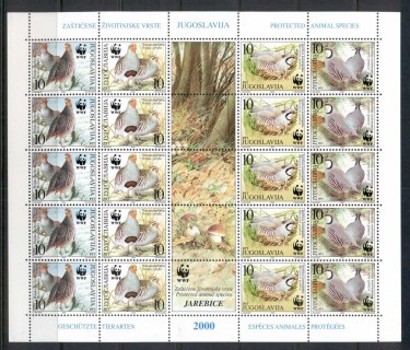 Yugoslavia-2000 WWF Partridges sheetlet